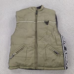 Avirex Puffer‎ Vest Boys Medium Green Jacket Full Zip Snow Youth Nylon